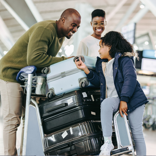 A family at an airport